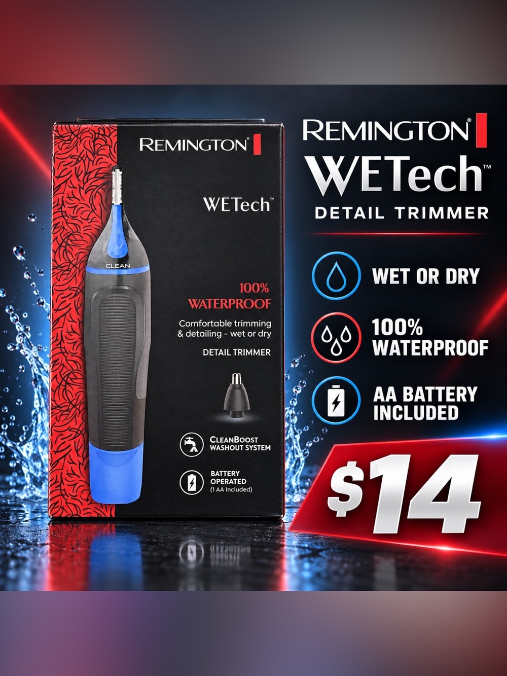 🩷. Remington WETech Black & Blue Detail Trimmer
